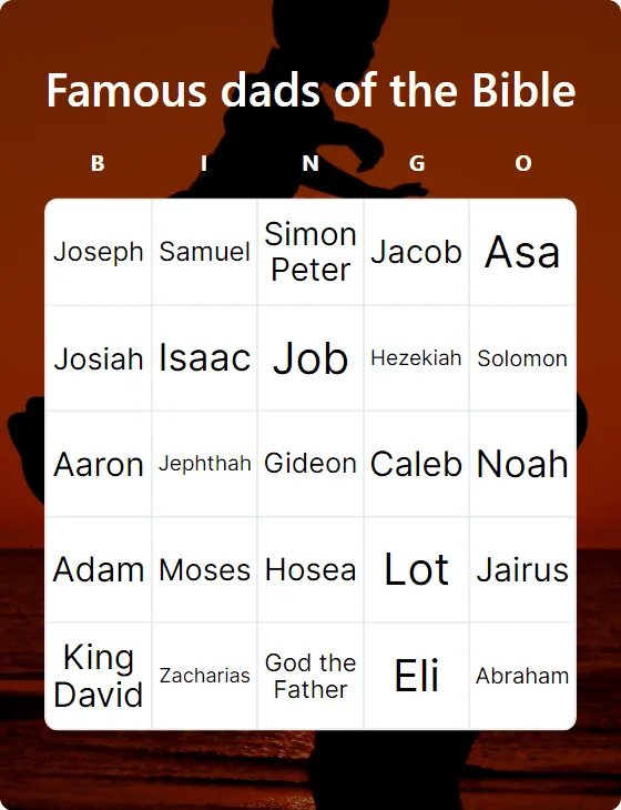 Famous dads of the Bible bingo