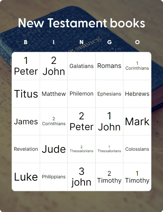 New Testament books bingo