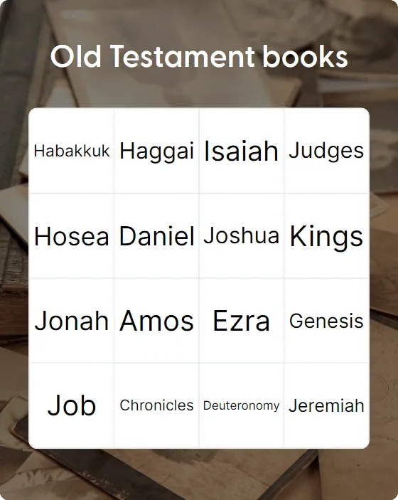 Old Testament books bingo