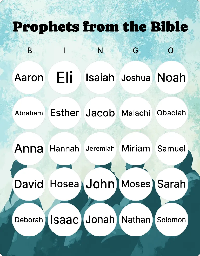 Prophets from the Bible bingo