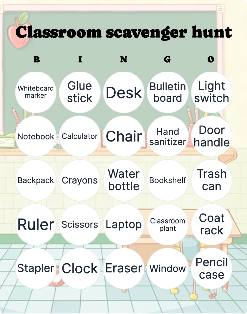 Classroom scavenger hunt