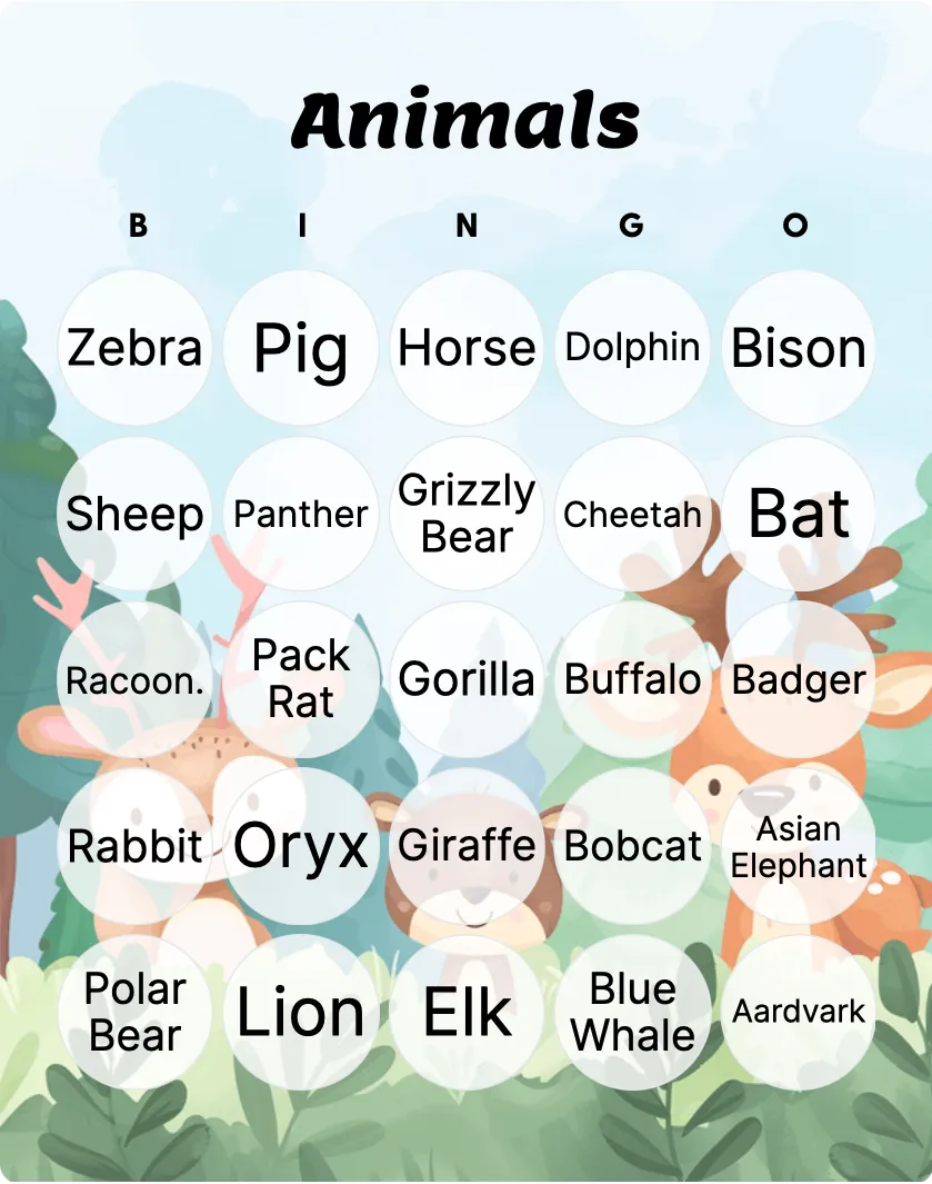 Plants And Animals Bingo: Printable & Customizable - Bingo Card Creator