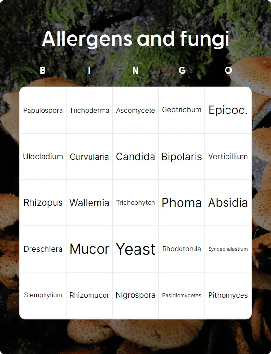 Allergens and fungi bingo