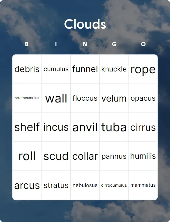 Clouds bingo