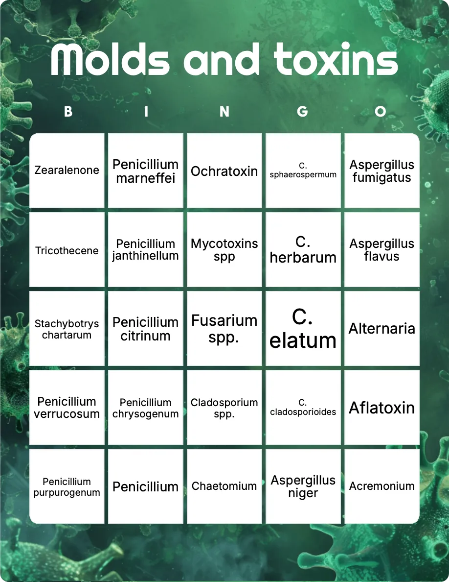 Molds and toxins bingo