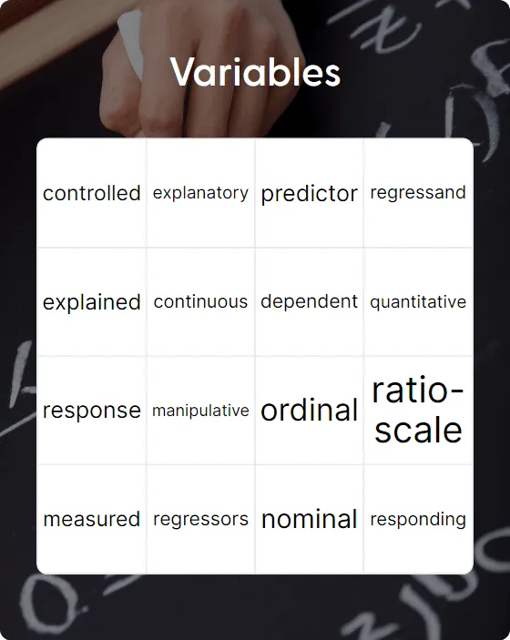 Variables bingo