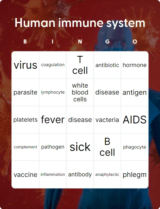 Human immune system bingo