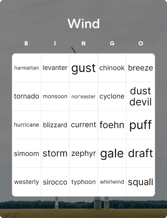 Wind bingo