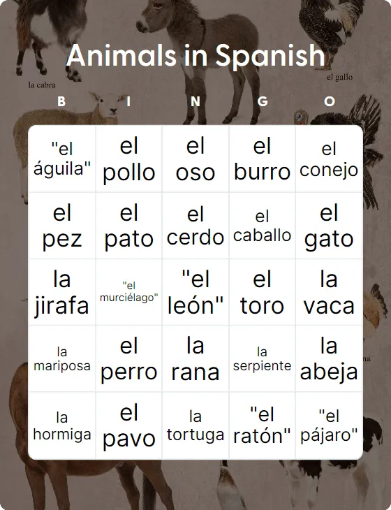 Animals in Spanish