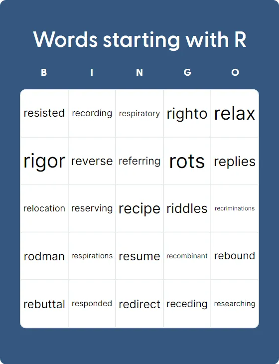 Words starting with R