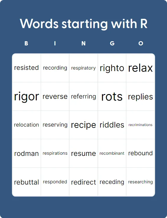 Words starting with R Words starting with R