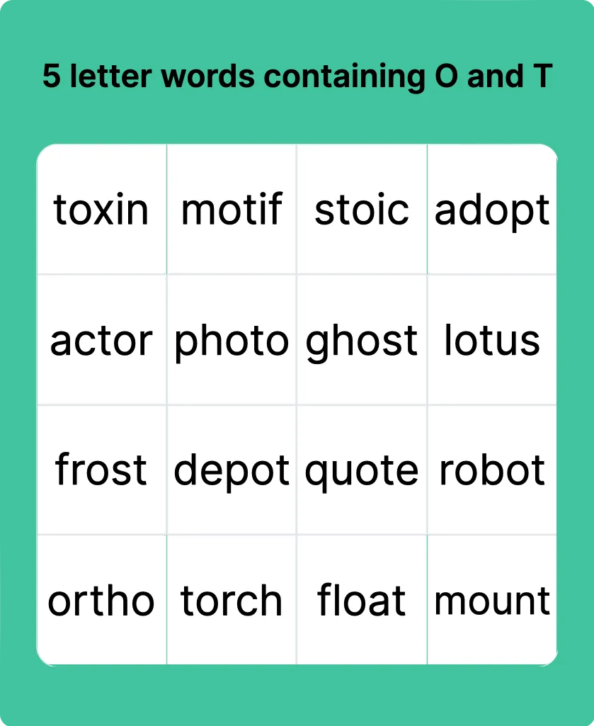 5 letter words containing o u t s