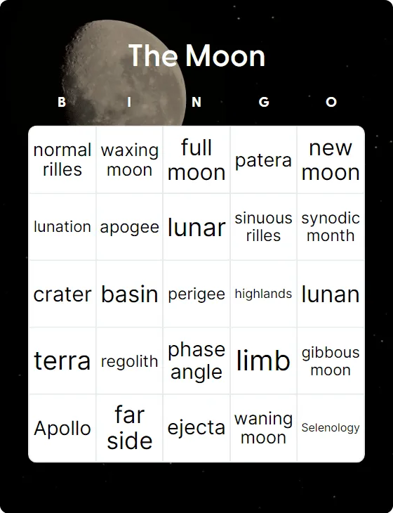 The Moon bingo