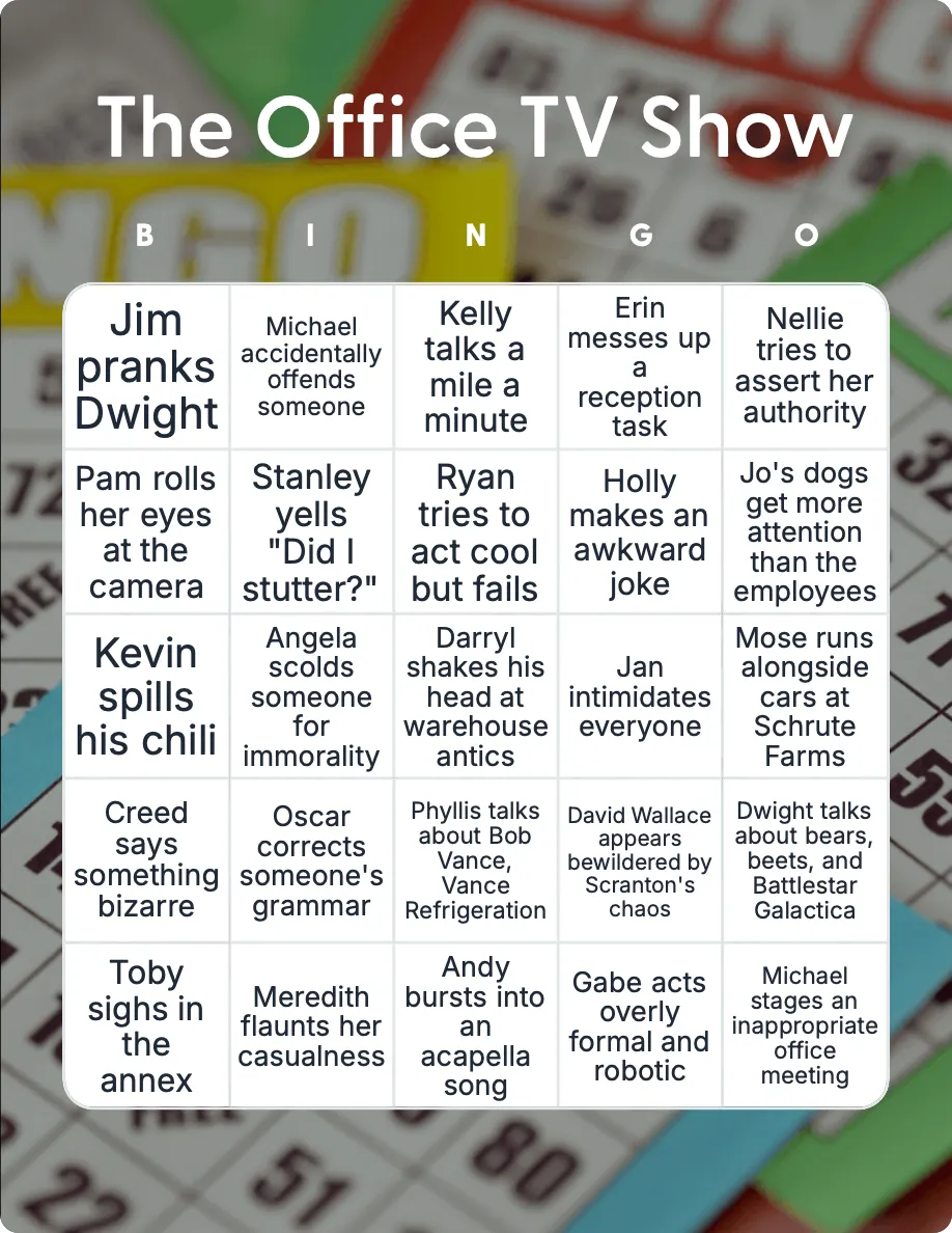 The Office TV Show bingo card template