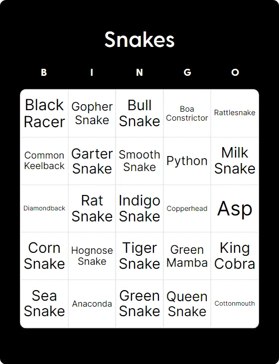 Snakes bingo