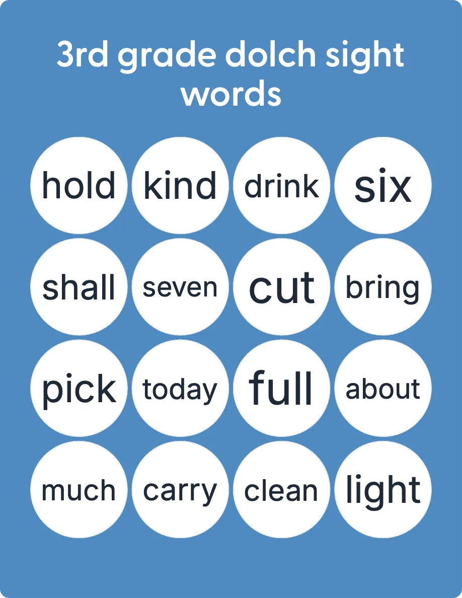 3rd grade dolch sight words bingo card template