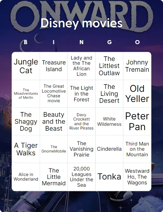 Disney movies bingo