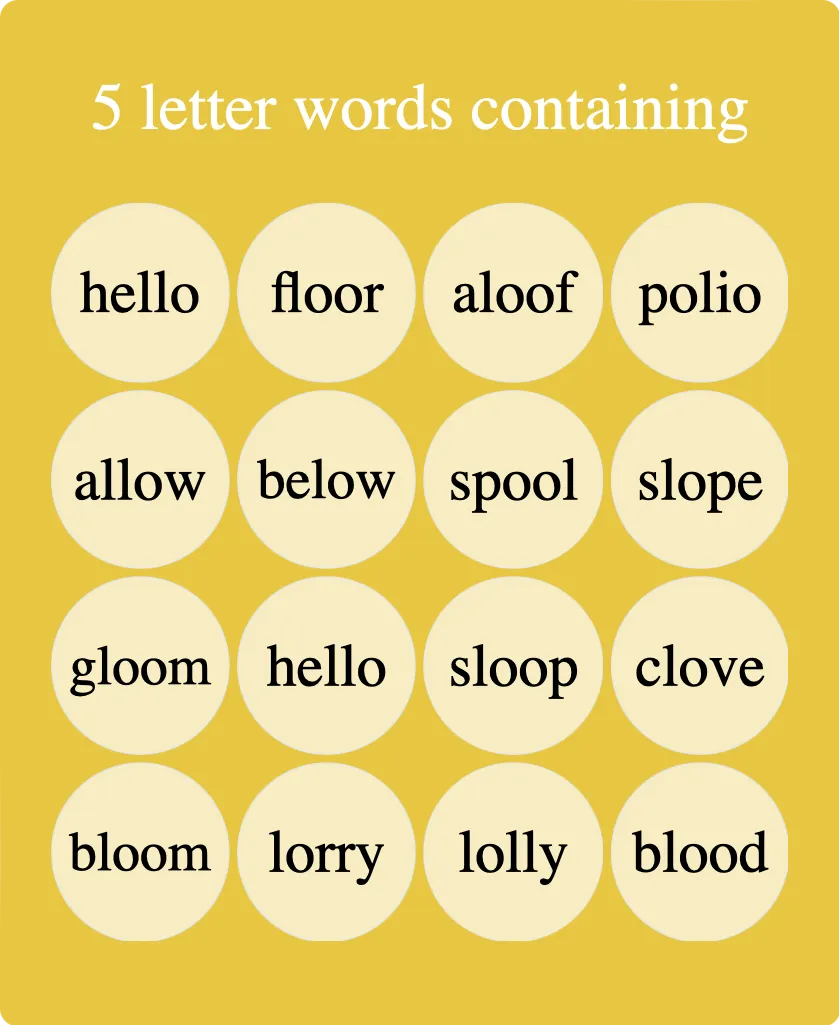 5 letter words containing LO