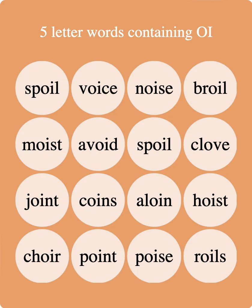 5 letter words containing OI