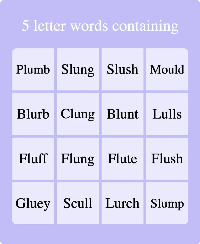 5 letter words containing LU
