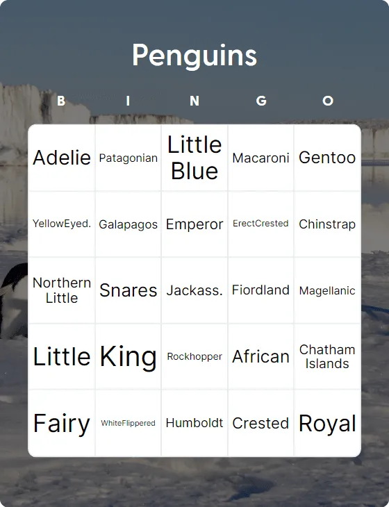 Penguins bingo