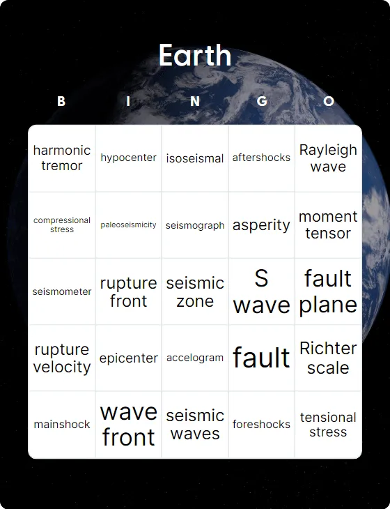 Earth bingo