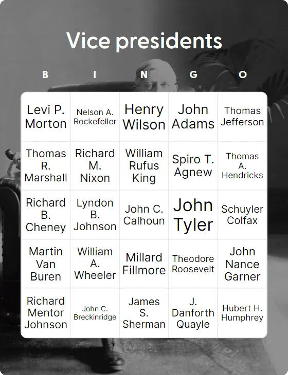 Vice presidents bingo