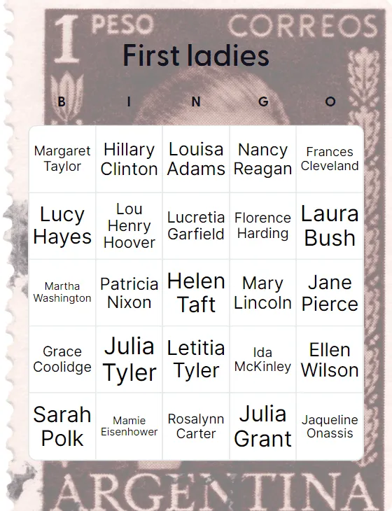 First ladies bingo