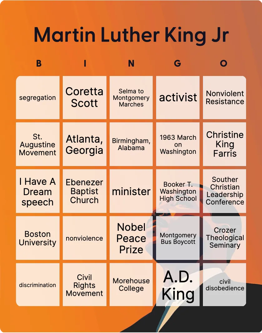 Martin Luther King Jr bingo