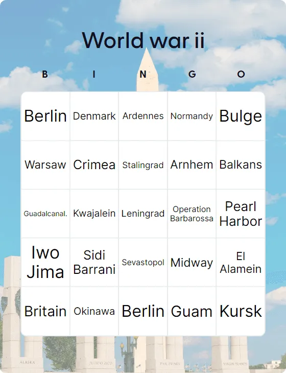 World war ii bingo