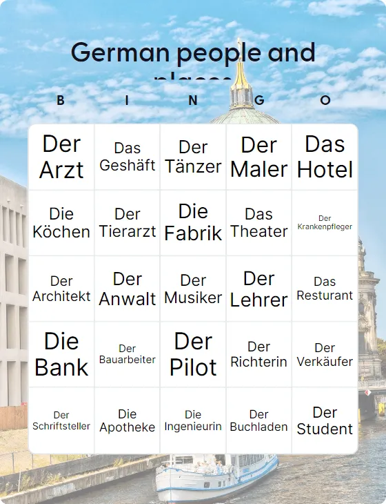 German people and places bingo