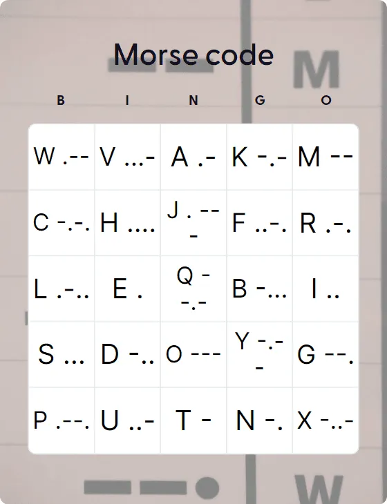 Morse code bingo
