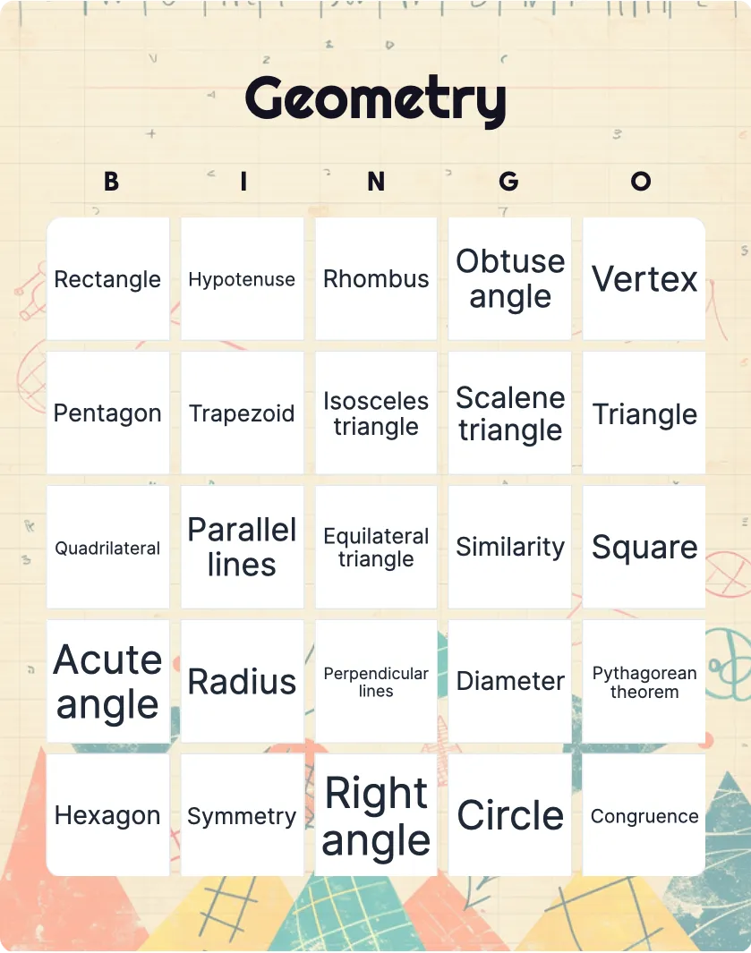 Geometry bingo