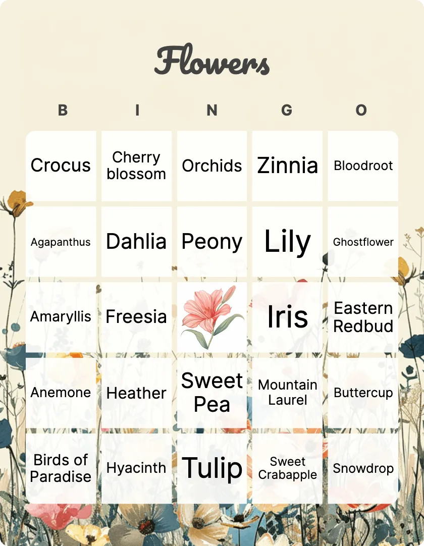 Flowers bingo