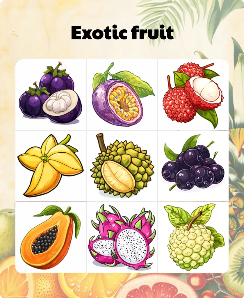 Exotic fruit bingo