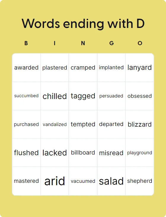 Words ending with D Words ending with D