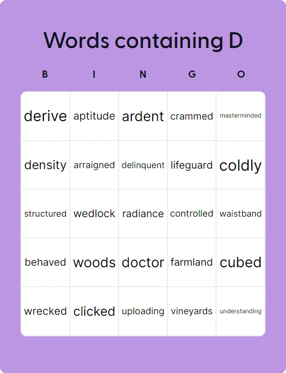 Words containing D