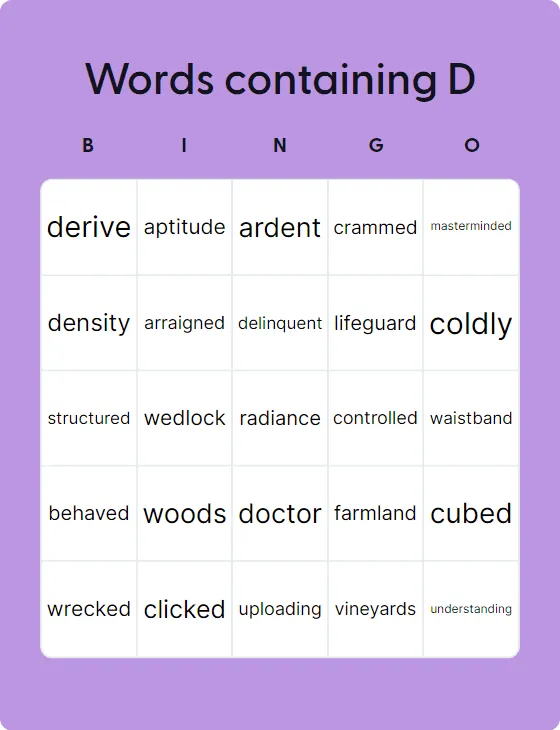 Words containing D Words containing D