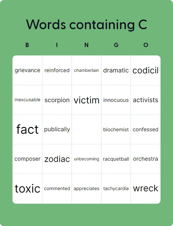 Words containing C