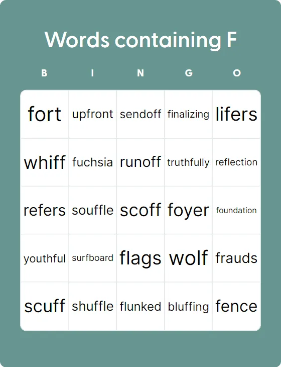 Words containing F