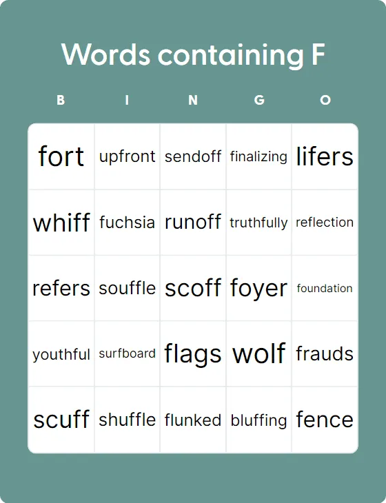 Words containing F Words containing F