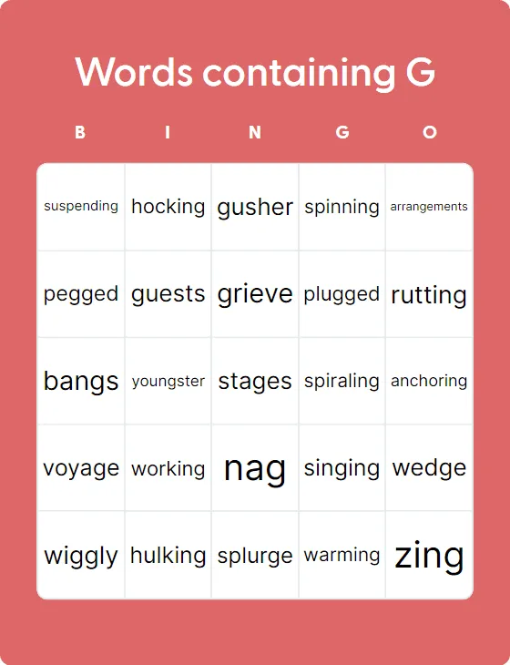 Words containing G