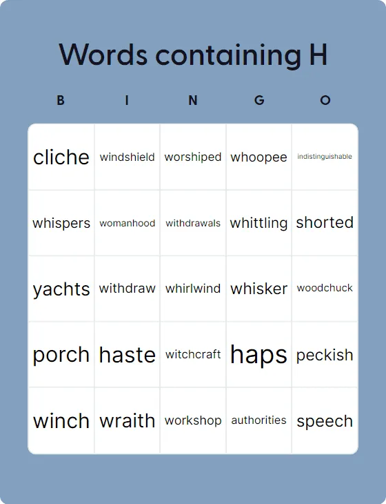 Words containing H