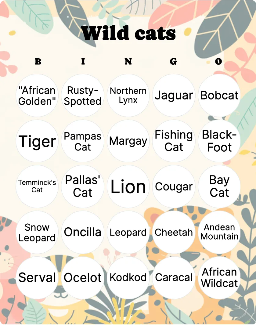 Wild cats bingo