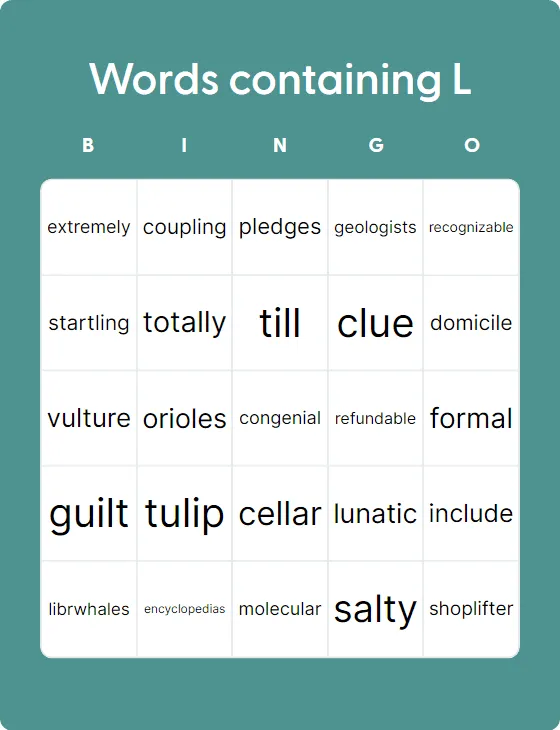 Words containing L