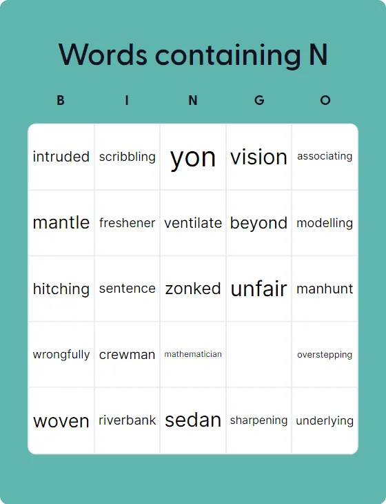 Words containing N