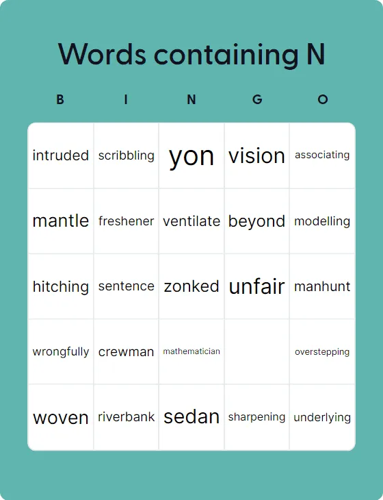Words containing N Words containing N