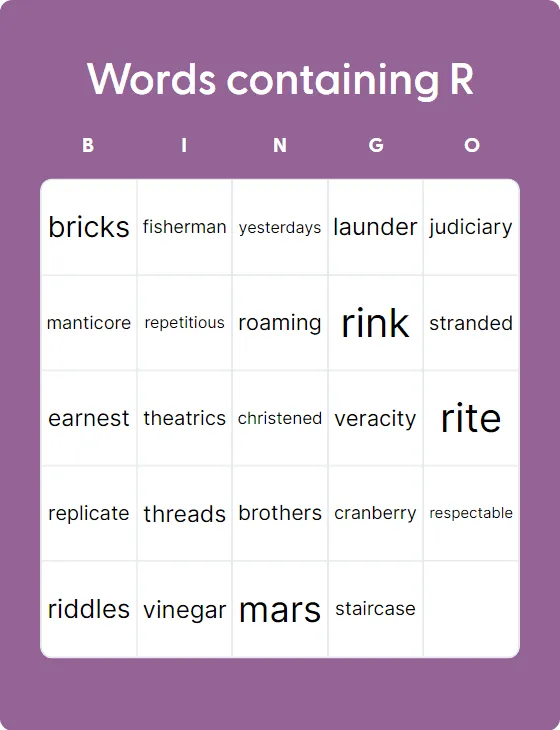 Words containing R
