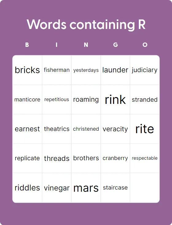 Words containing R Words containing R
