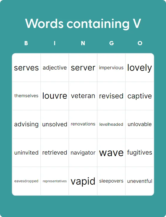 Words containing V Words containing V